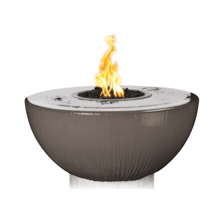 The Outdoor Plus 38 Round Sedona Fire, Water Bowl, GFRC Concrete, Chestnut, Low Voltage Electronic Ignition, Natural Gas OPT-38FW360E12V-CST-NG